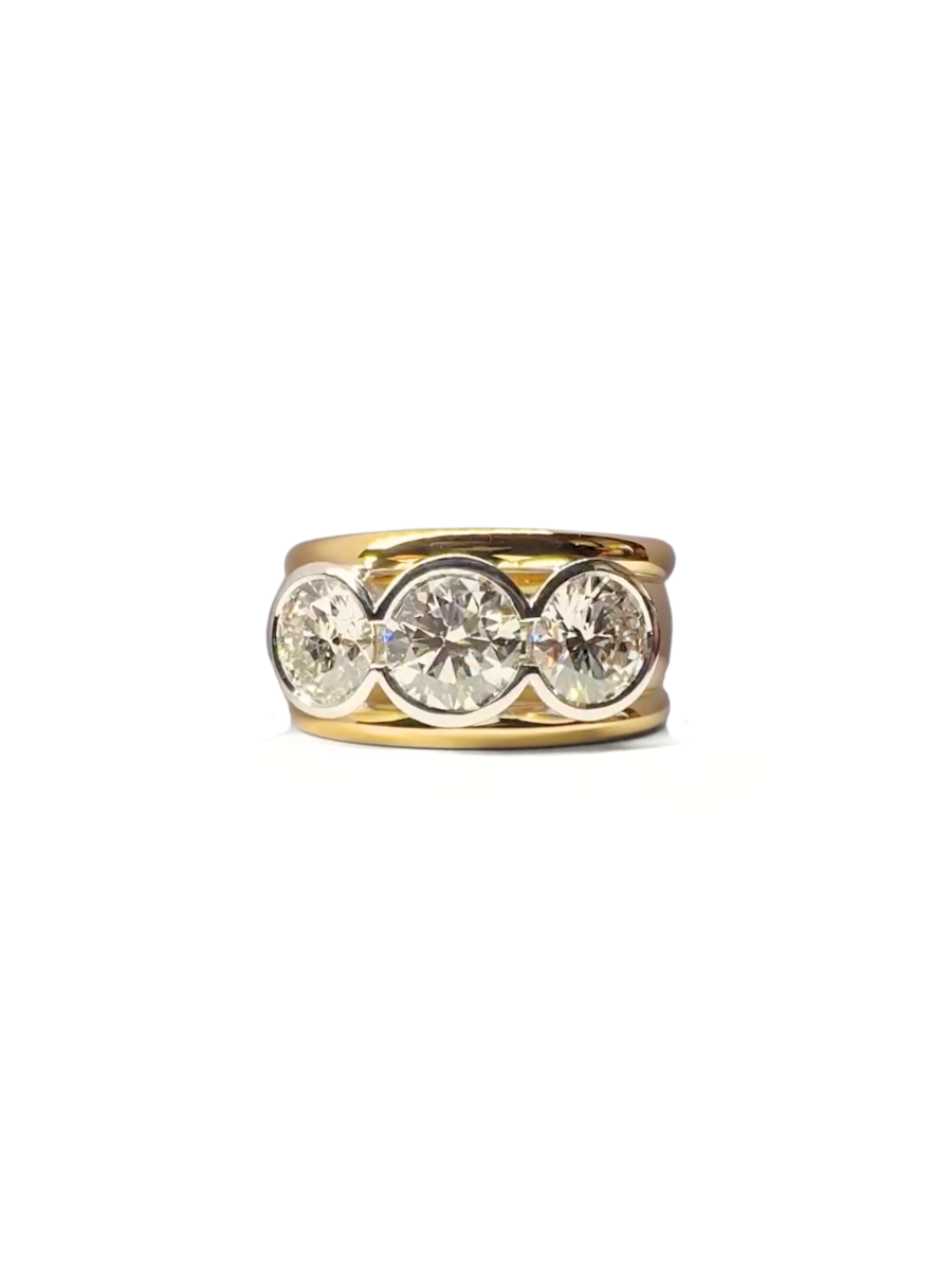 3 Stone Bezel Set Ring