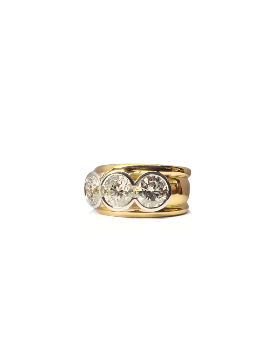 3 Stone Bezel Set Ring