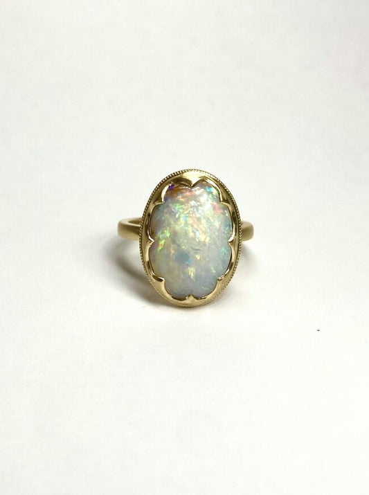 Angel Boulder Opal Gold Ring