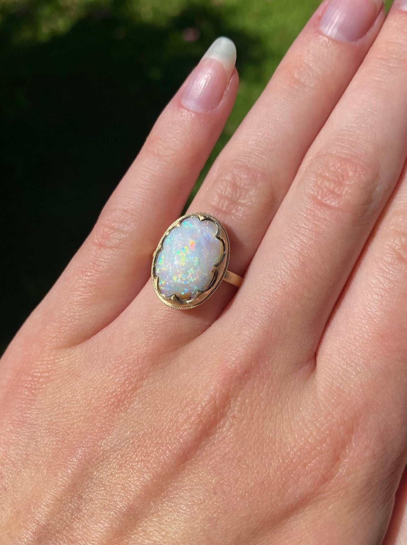 Angel Boulder Opal Gold Ring