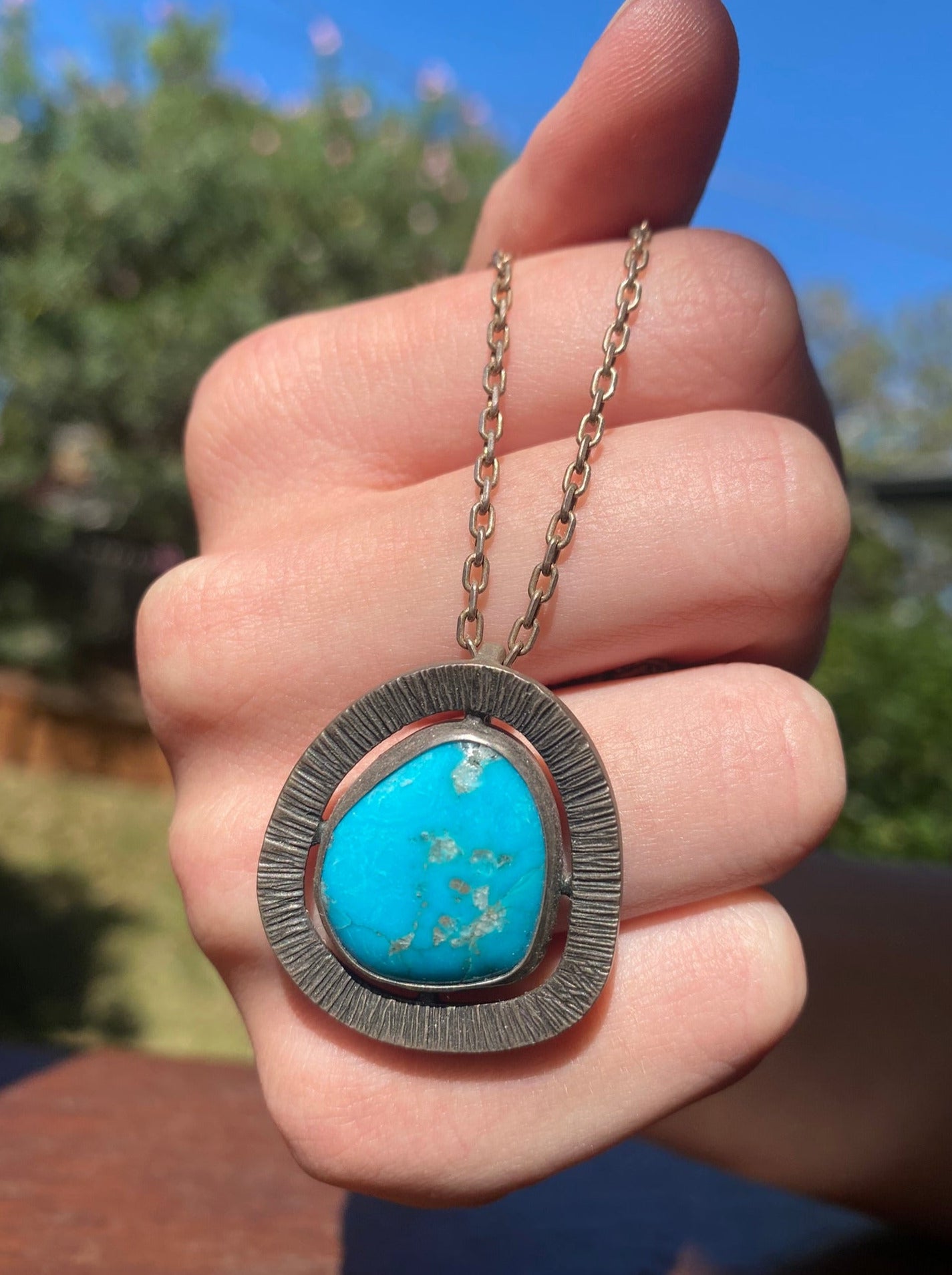 Desert Sun | Blackened Silver Turquoise Pendant