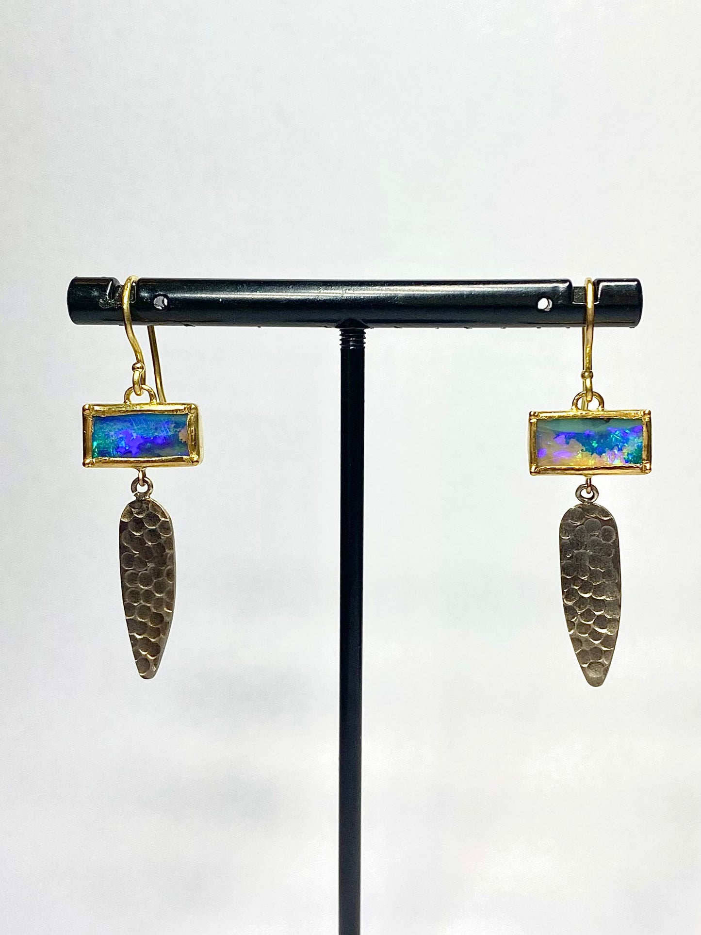 Blue Flame Lantern Opal Earrings