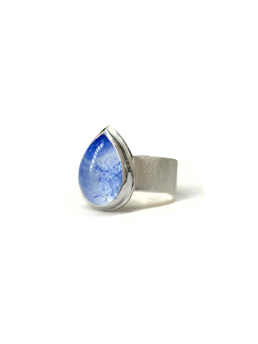 Cloud Watching Dumortierite and Silver Ring
