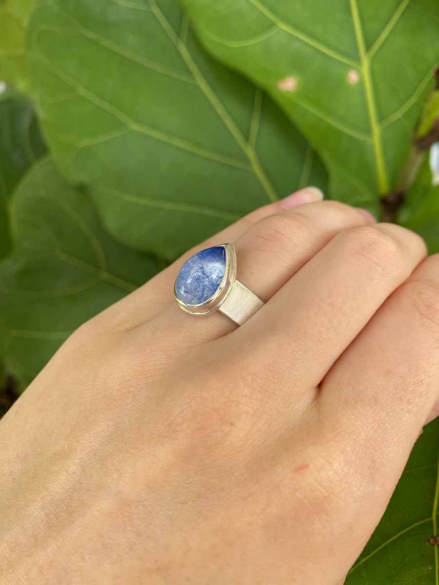 Cloud Watching Dumortierite and Silver Ring