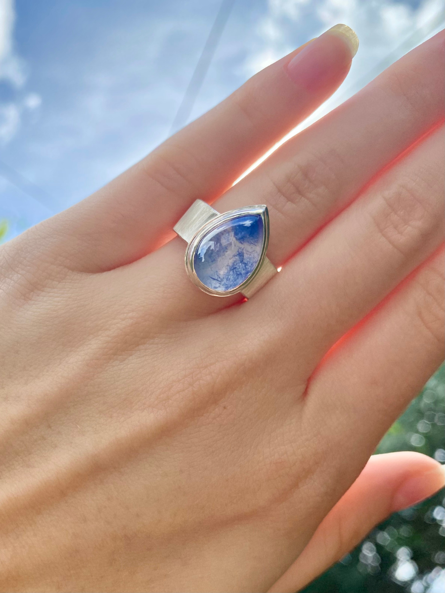 Cloud Watching Dumortierite and Silver Ring
