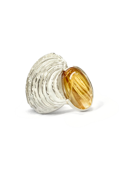 Coastal Shell and Quartz Ring
