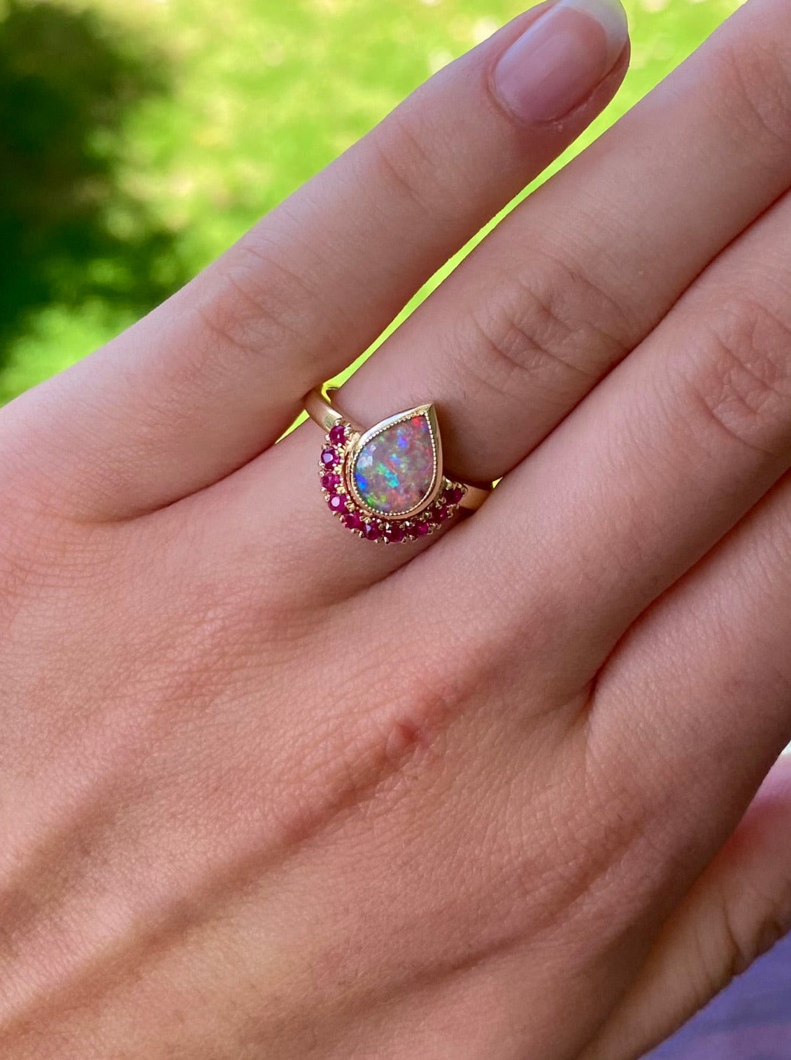 Crown Jewel Opal and Sapphire Ring