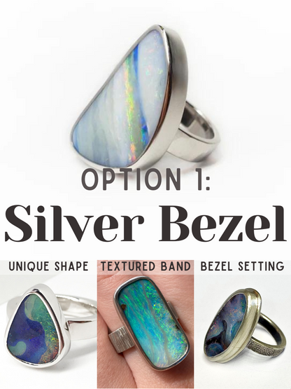 Iridescent Rivers Opal - custom made in a ring for you