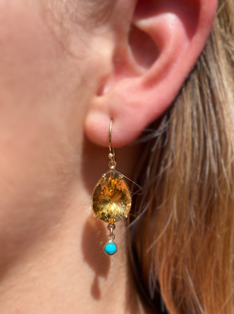 Desert Spring Citrine and Turquoise Earrings