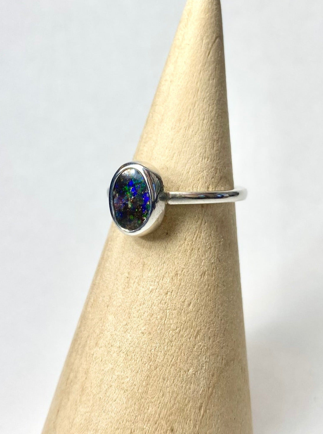 Moon Dust Blue Opal Ring