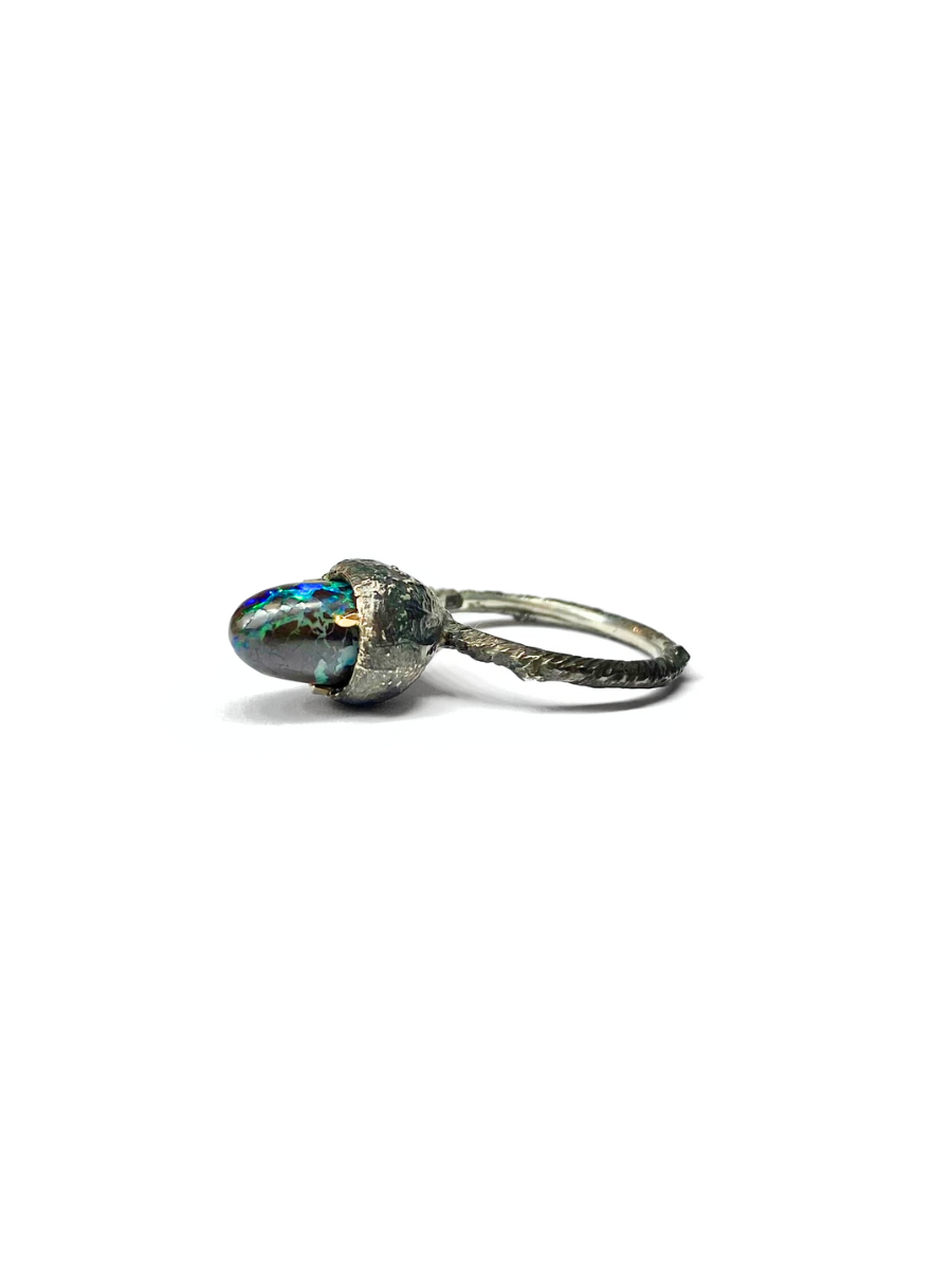 Nesting Opal and Silver Ring