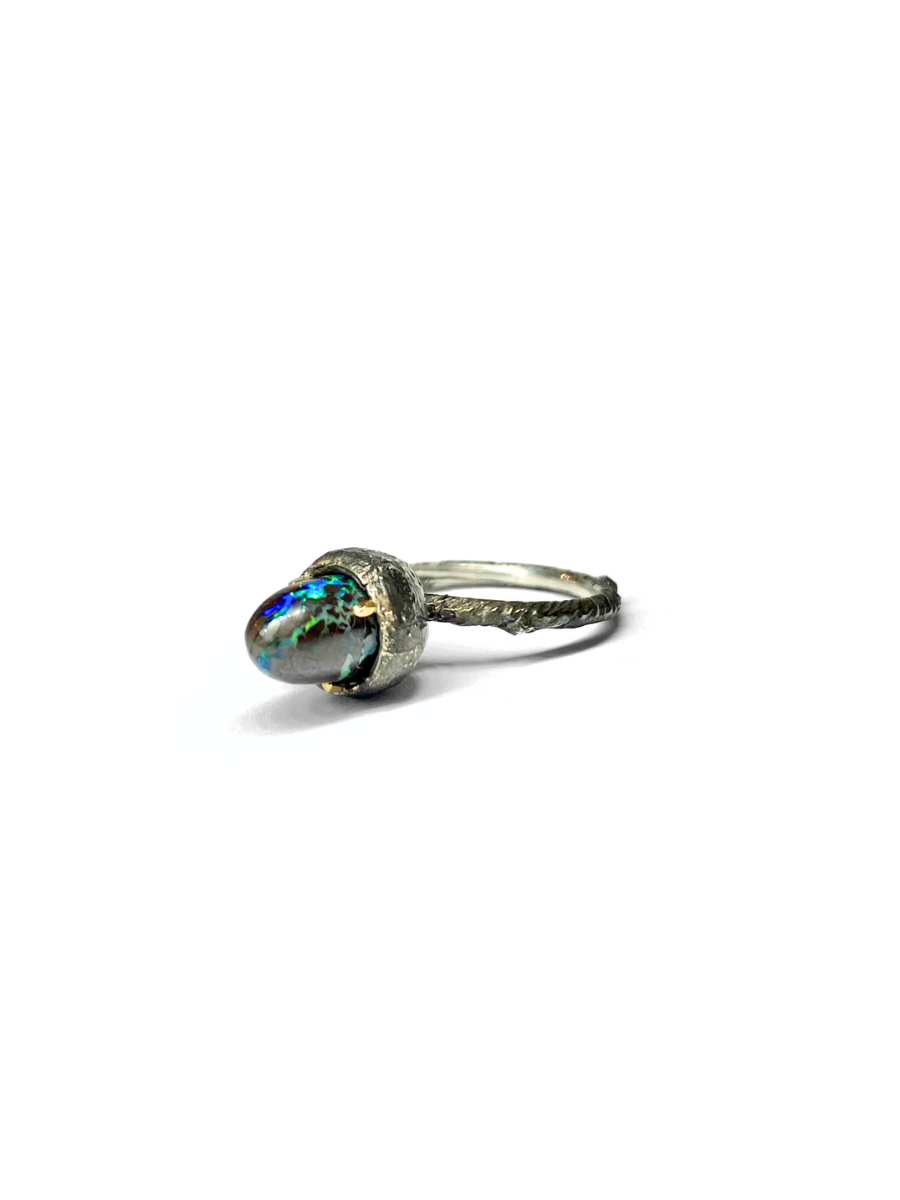 Nesting Opal and Silver Ring