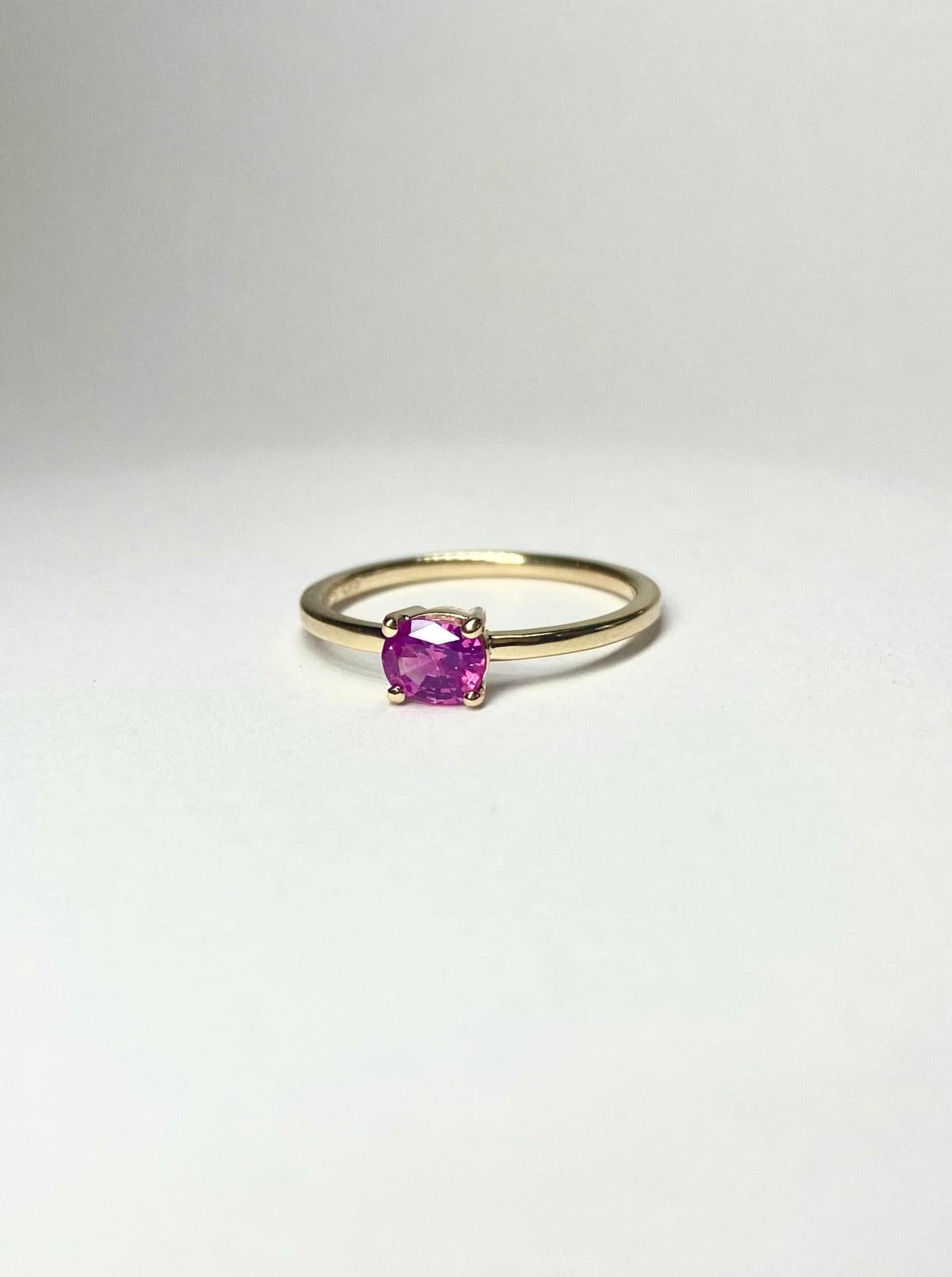 Petite Pink Spinel Gold Solitaire Ring