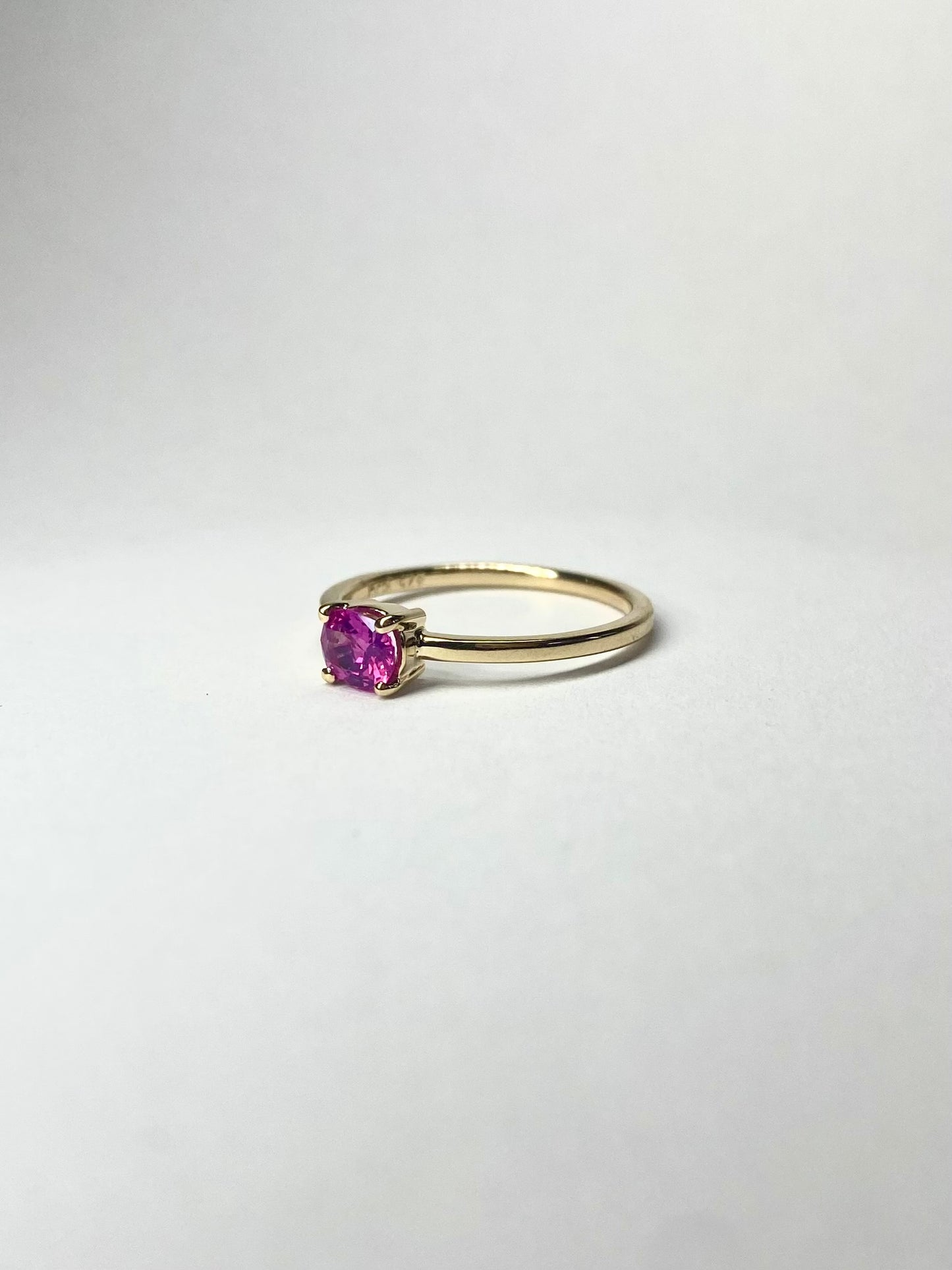 Petite Pink Spinel Gold Solitaire Ring