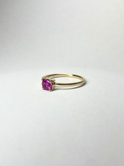 Petite Pink Spinel Gold Solitaire Ring