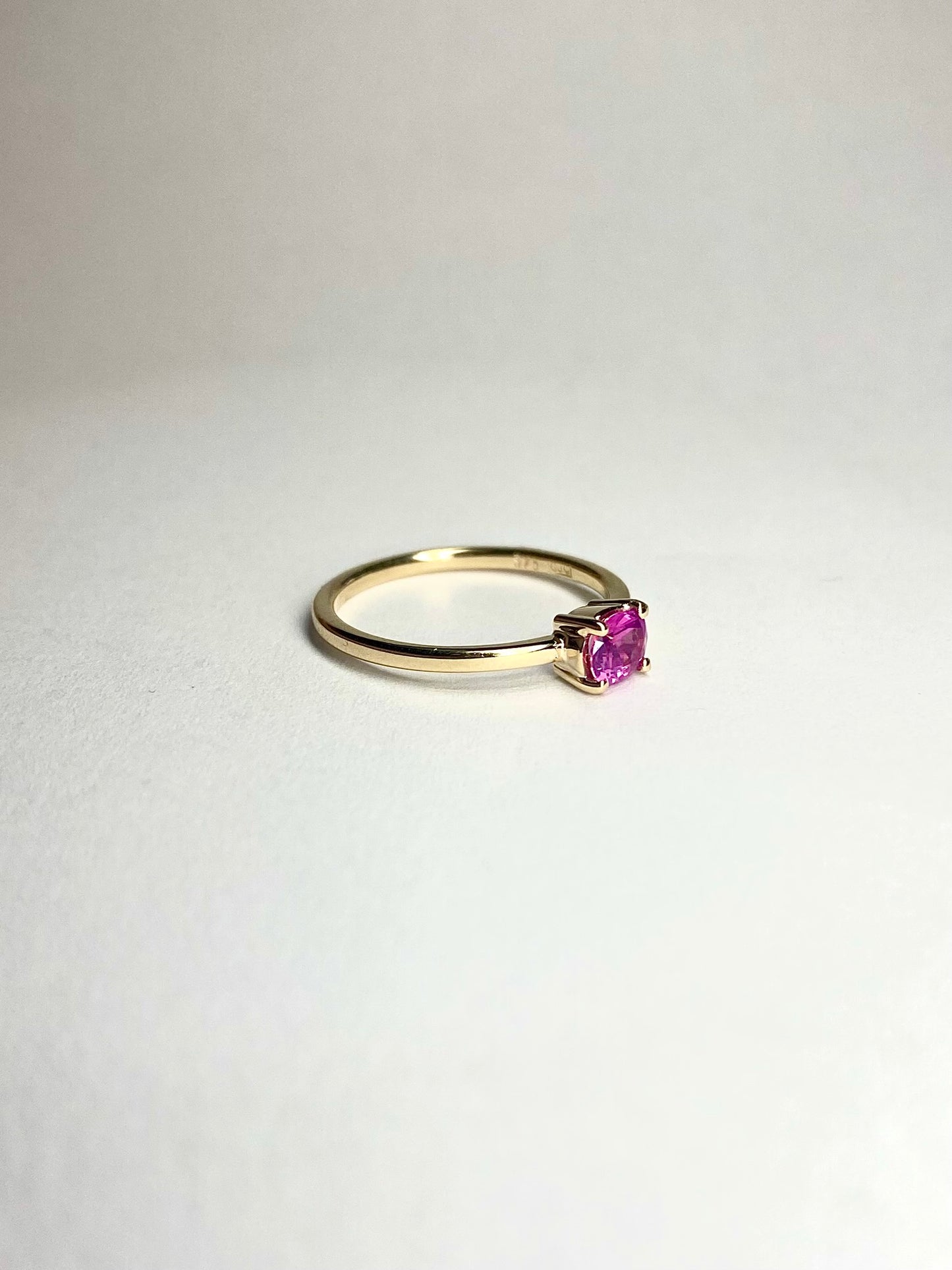 Petite Pink Spinel Gold Solitaire Ring