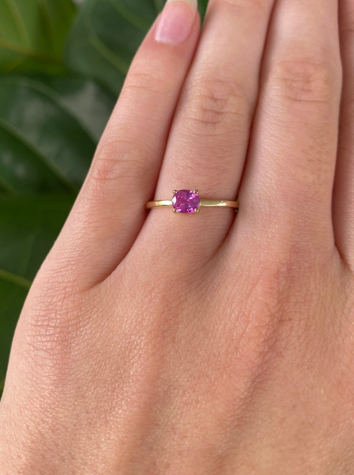 Petite Pink Spinel Gold Solitaire Ring
