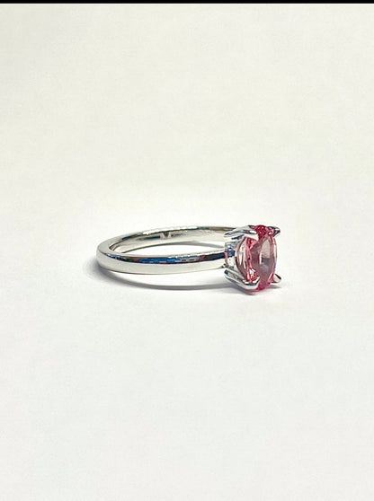 Pink Spinel and White Gold Solitaire Ring