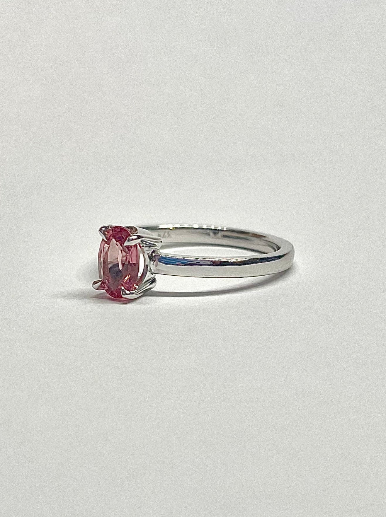 Pink Spinel and White Gold Solitaire Ring