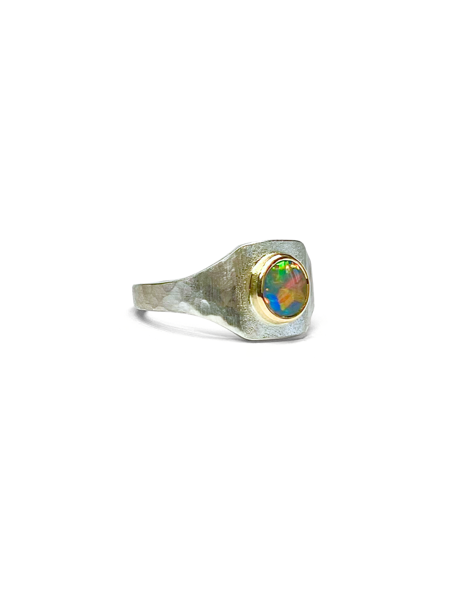 Rainbow Opal Signet Ring