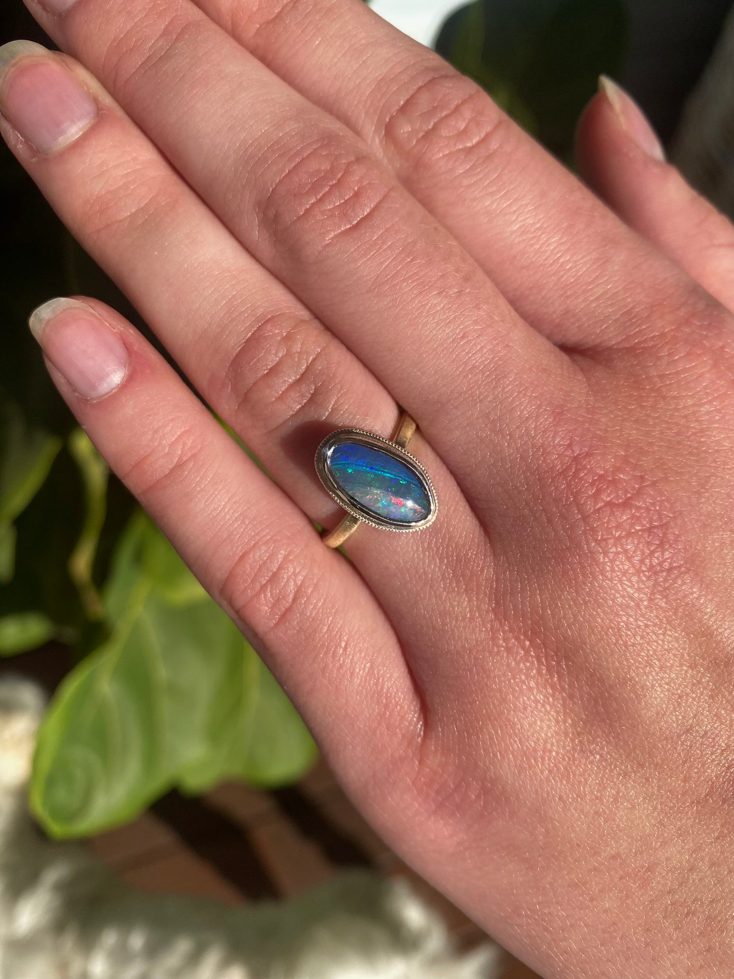Rainbow Sky Shimmer Opal Ring