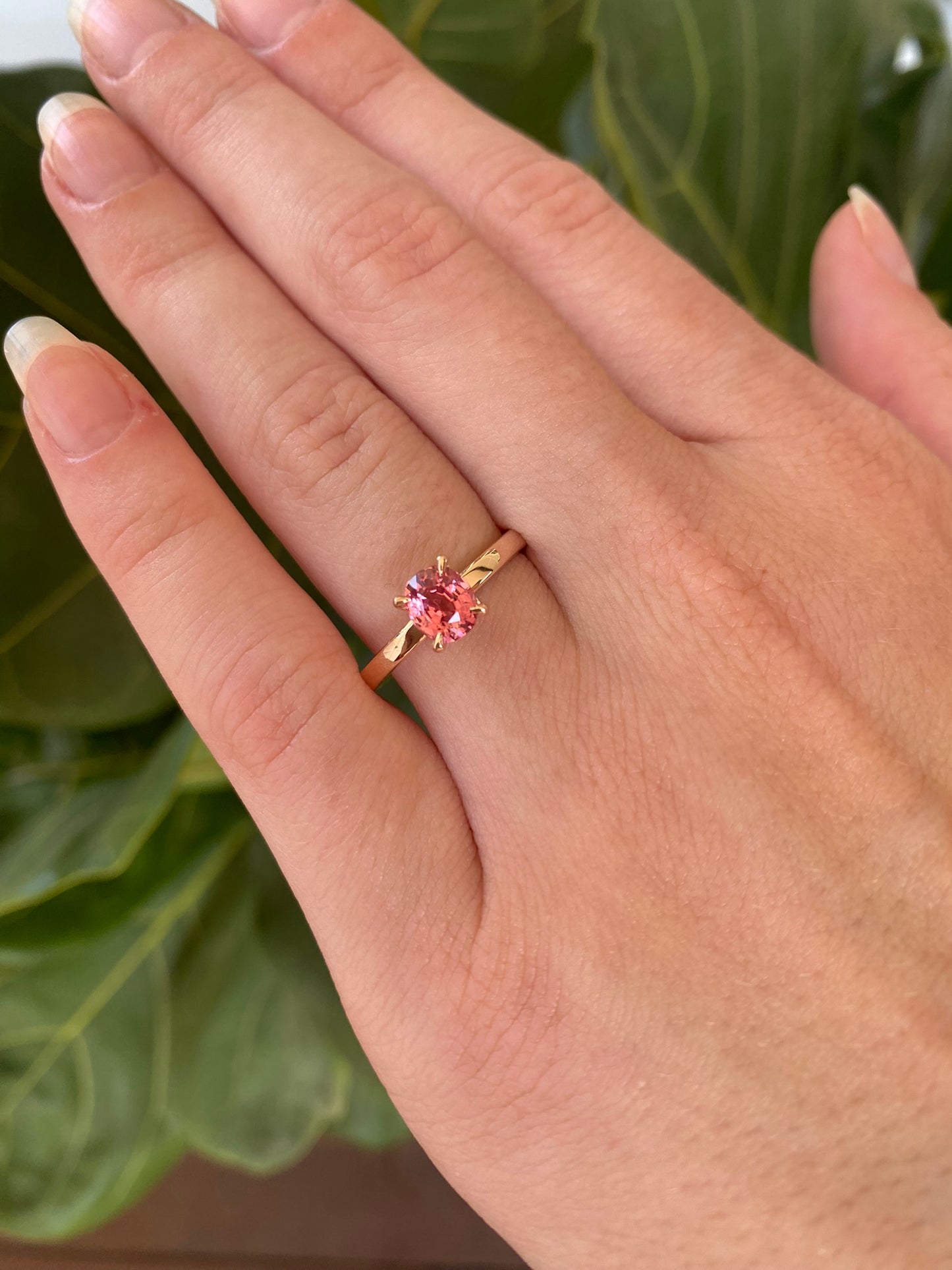 Rose Spinel Rose Gold Solitaire Ring