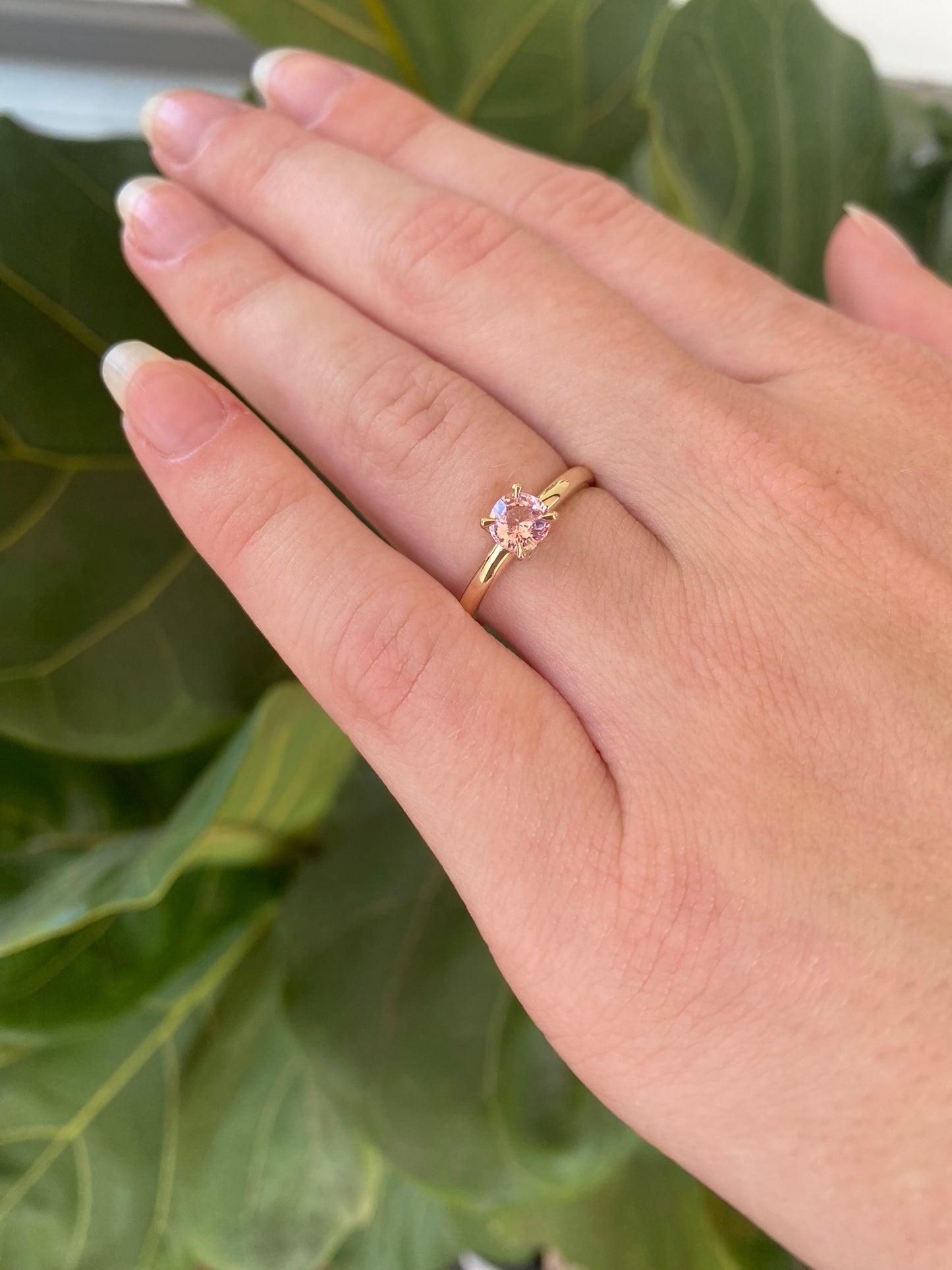 Rose Spinel Yellow Gold Solitaire Ring