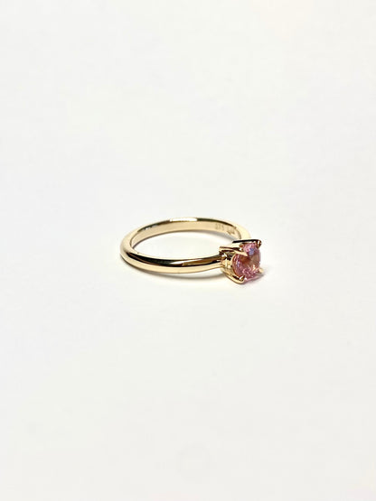 Rose Spinel Yellow Gold Solitaire Ring
