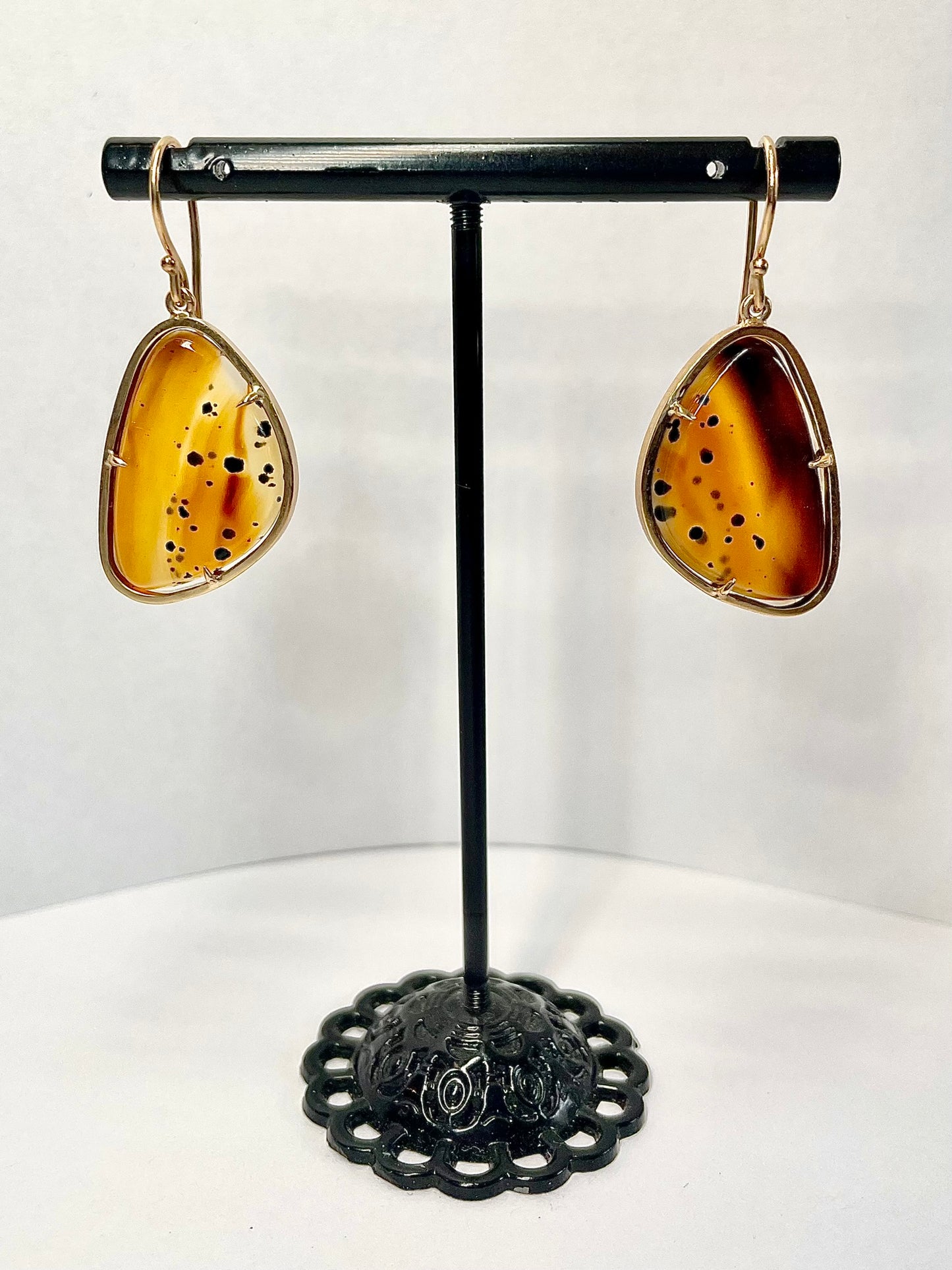 With the Bees Agate Slice Earrings