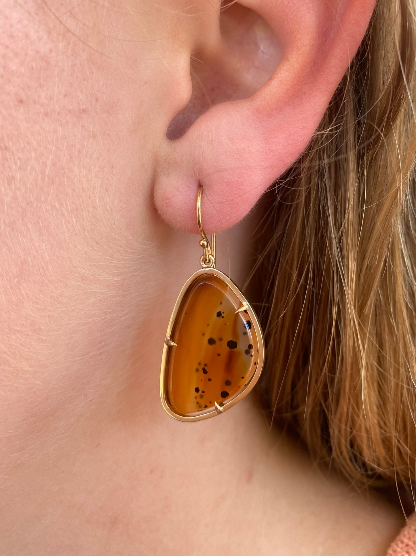 With the Bees Agate Slice Earrings