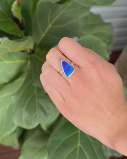 Rich Blue Opal Ring in Silver