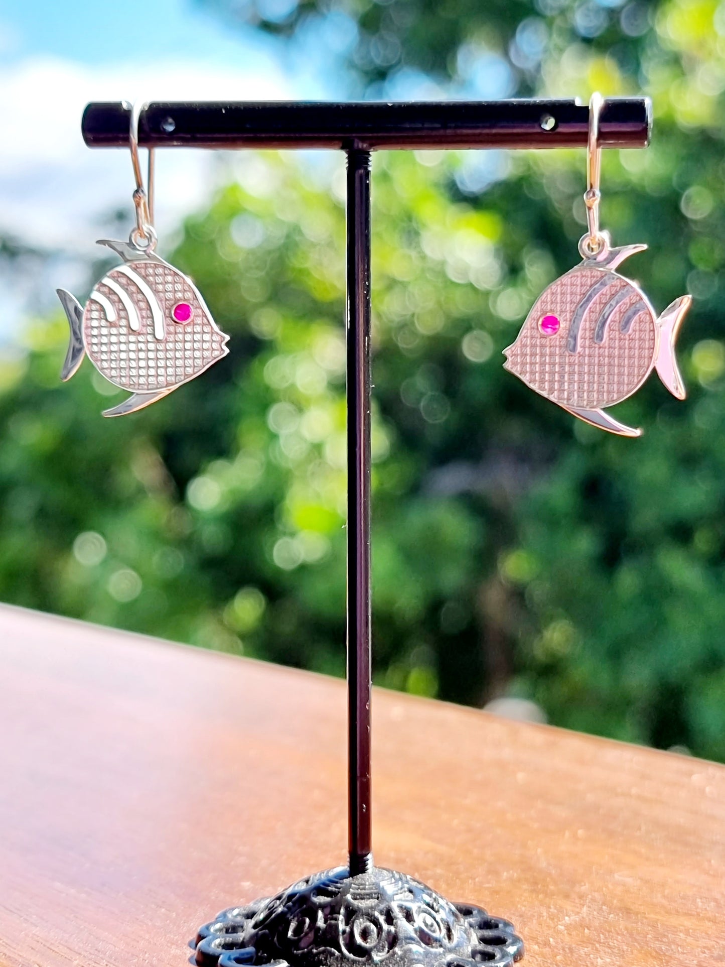 Swimmy Fish Ruby Earrings