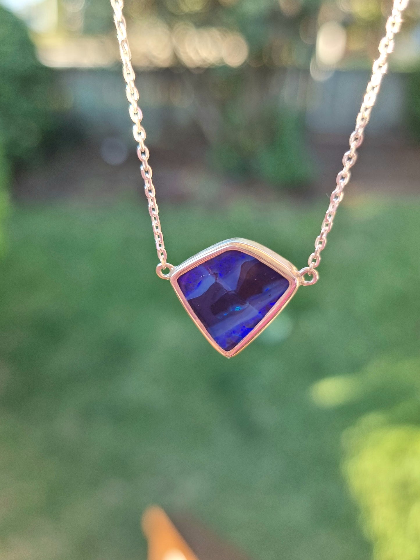 Blue Lava Swirl Opal Pendant