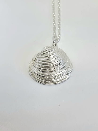 Coastal Silver Shell Pendant Extra Large