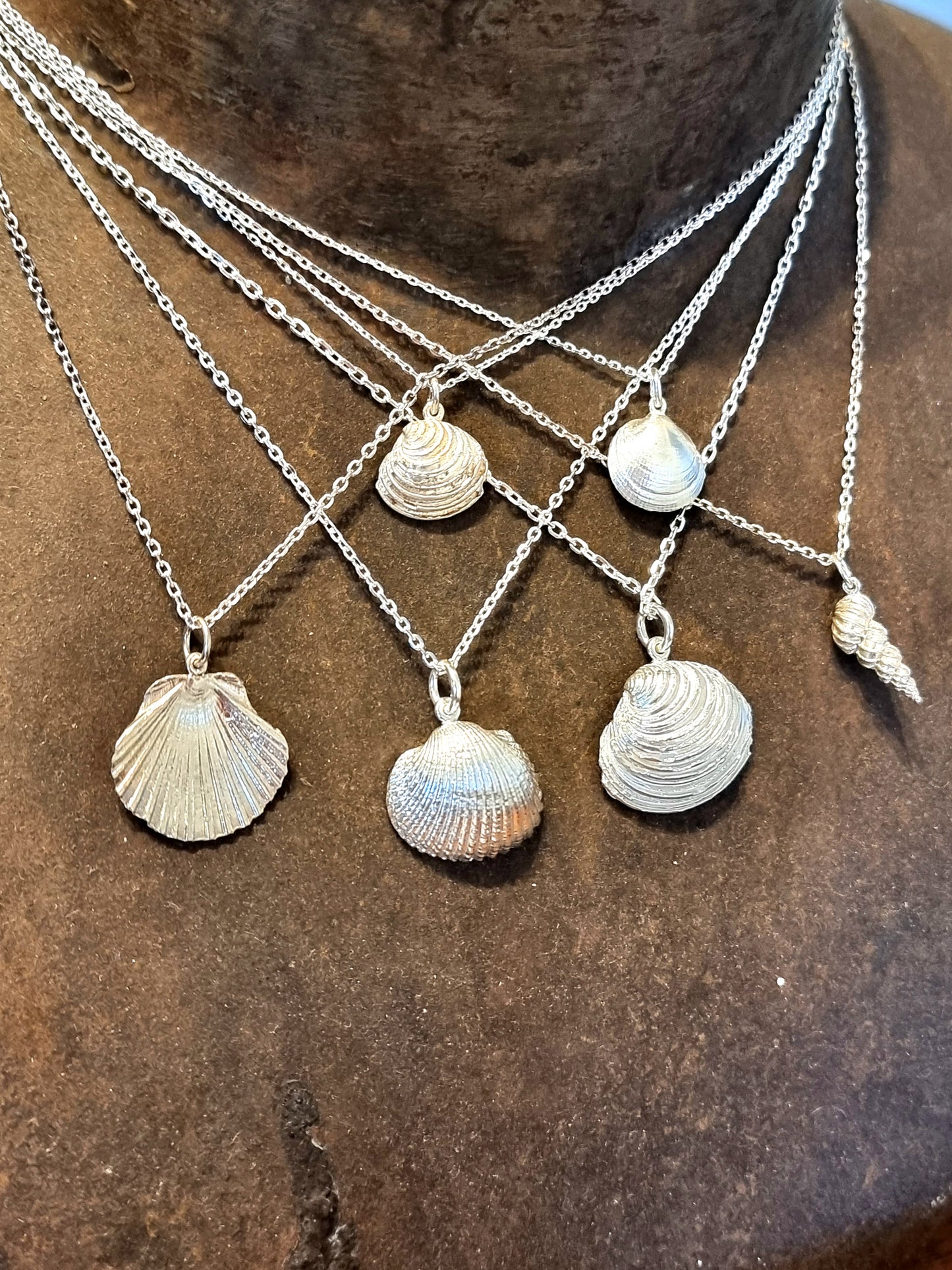 Coastal Silver Shell Pendant Extra Large
