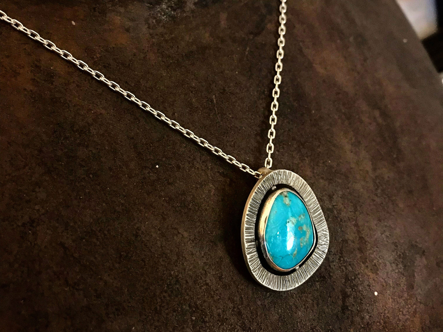 Desert Sun | Blackened Silver Turquoise Pendant