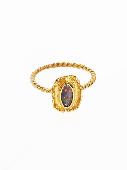 Fringe Ring Boulder Opal 22ct Gold Venus