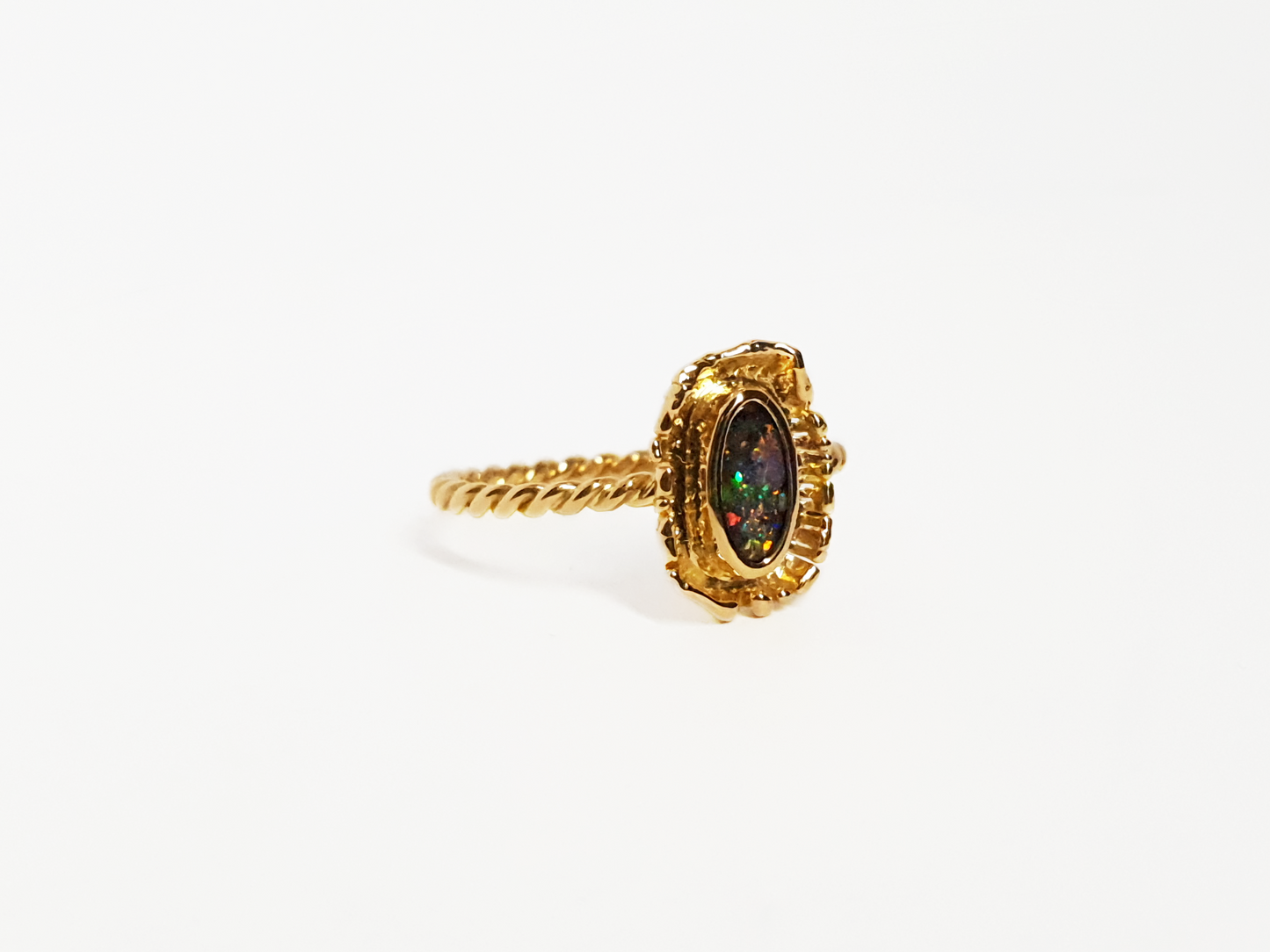Fringe Ring Boulder Opal 22ct Gold Venus