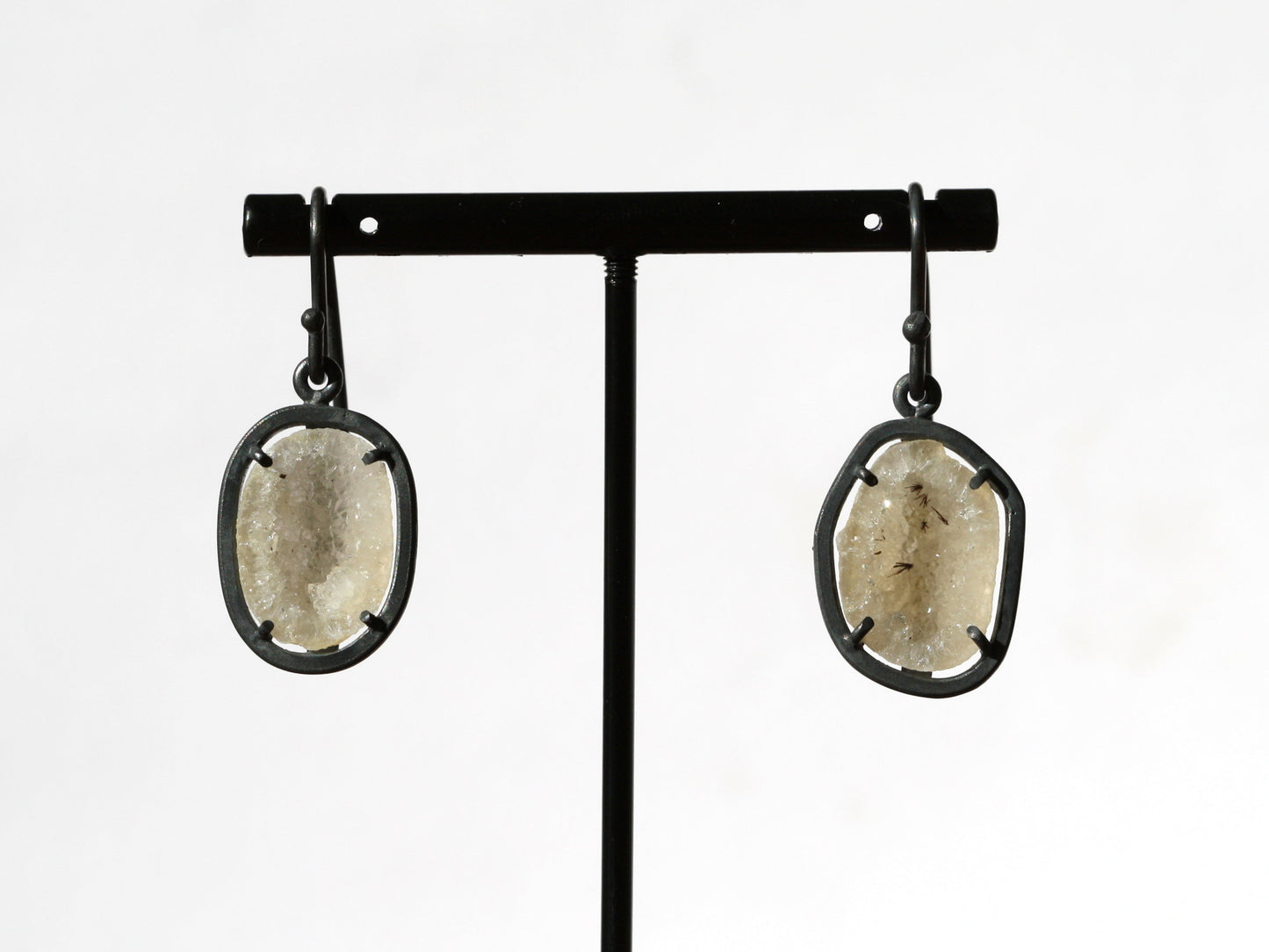 UPDATE: Agate Geode Oxidized Silver Drop Earrings