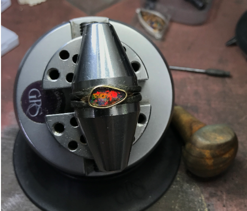 Golden Burst Boulder Opal Ring