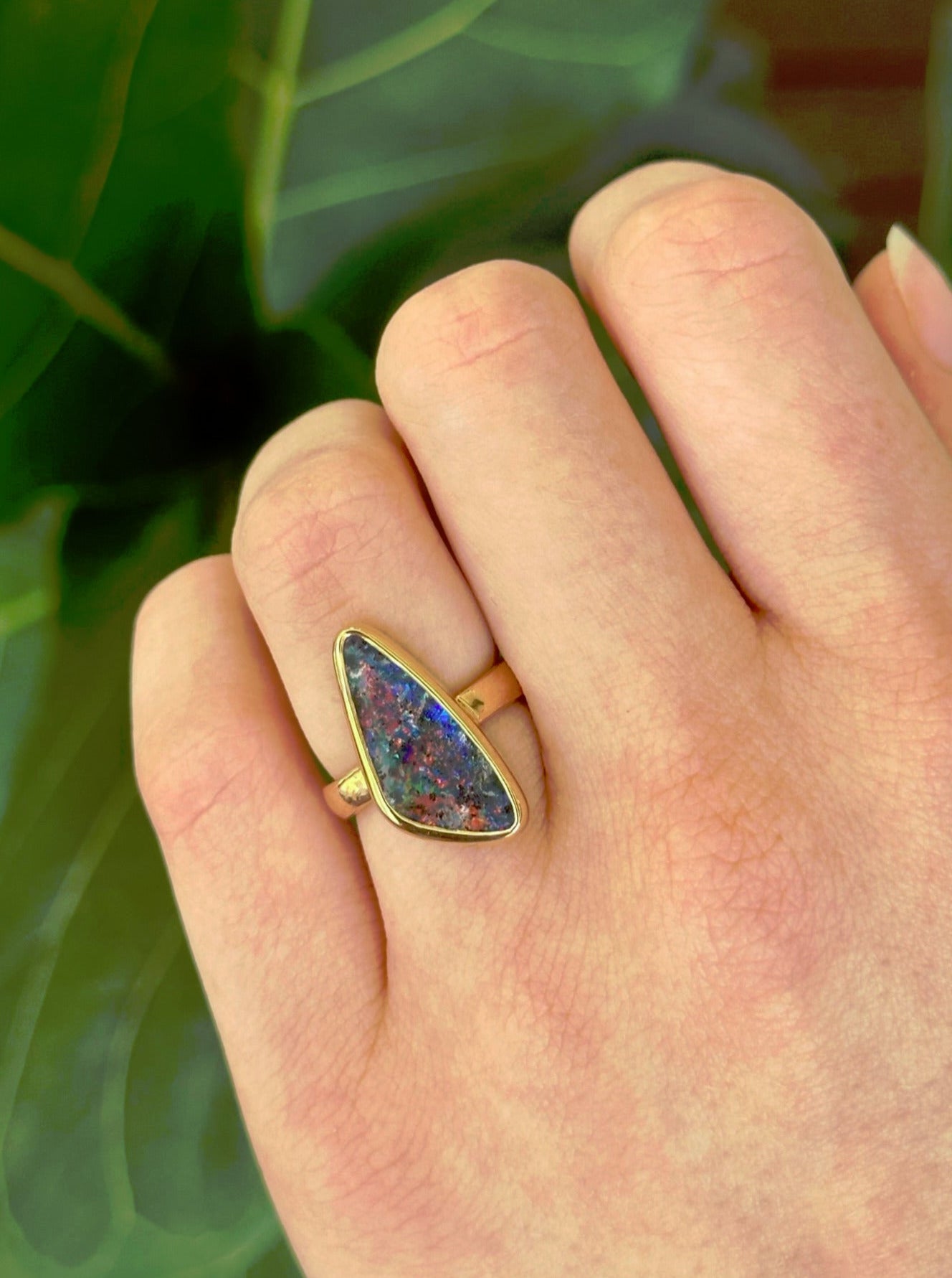 Galactic Splash Opal Ring in Gold