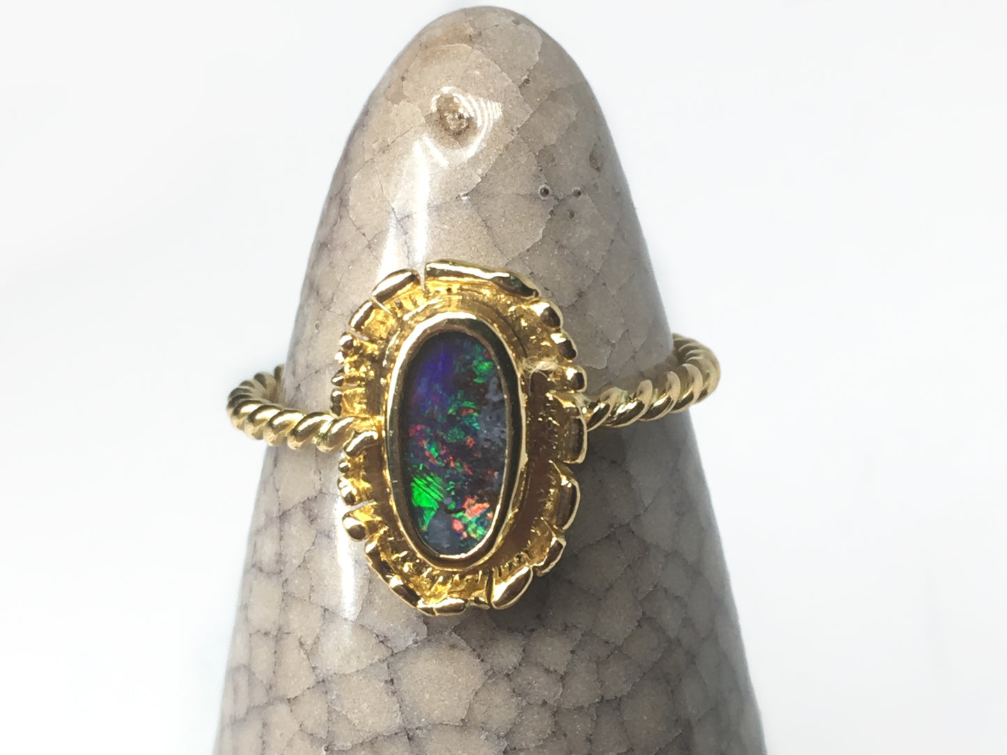 Fringe Ring Boulder Opal 22ct Gold Jupiter