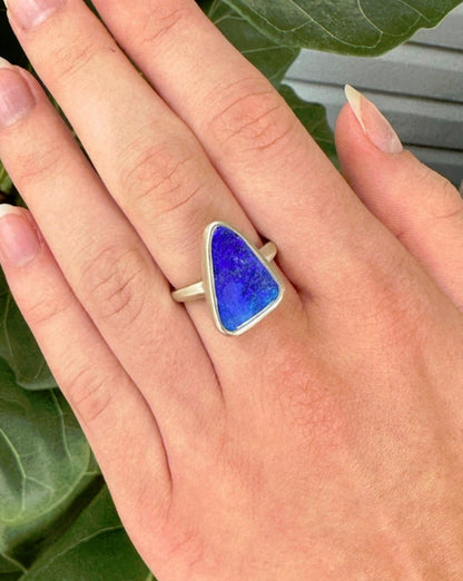 Rich Blue Opal Ring in Silver