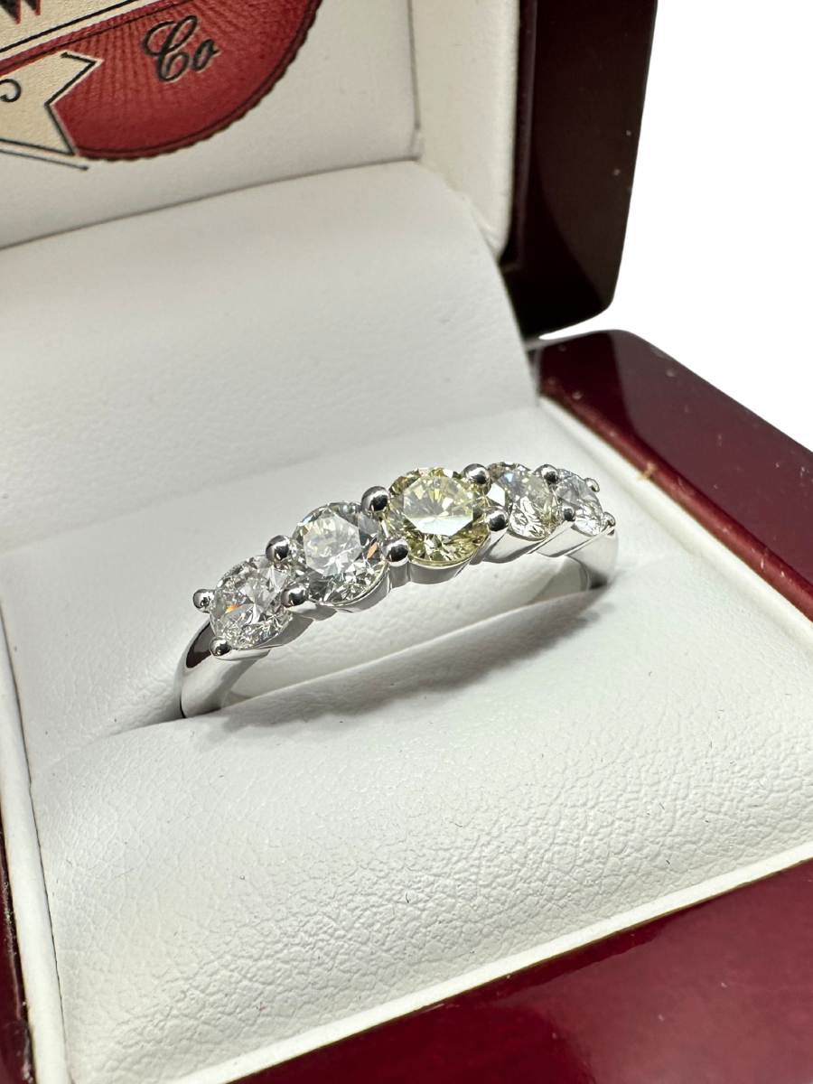 5 Diamond engagement ring in a ring box with a visible brand logo.