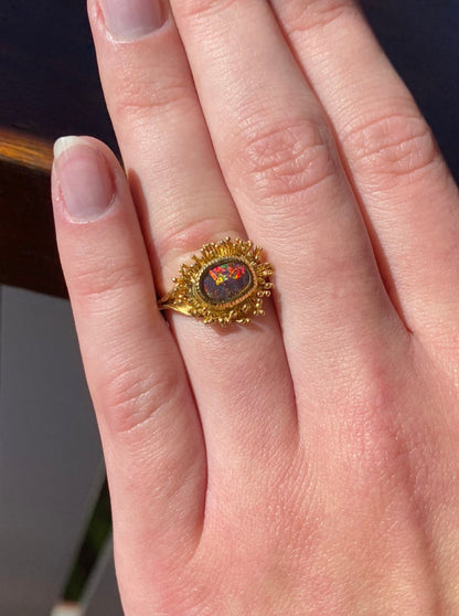 Aurora Fringe Gold Opal Ring