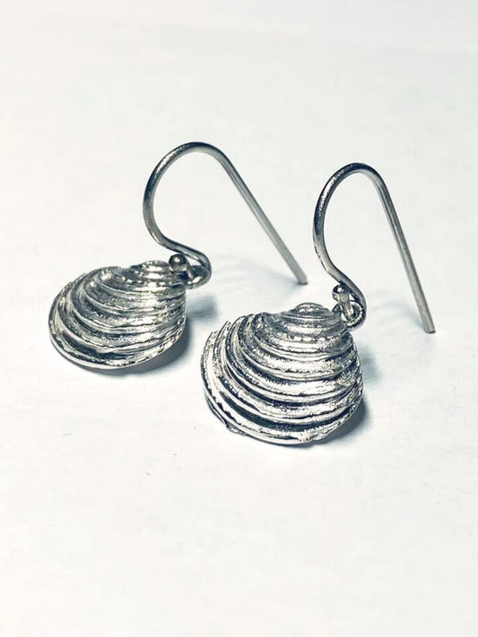 Coastal Silver Shell Drop Earrings Large