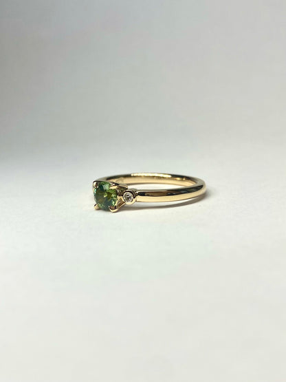 Green Fern Sapphire and Diamond Ring