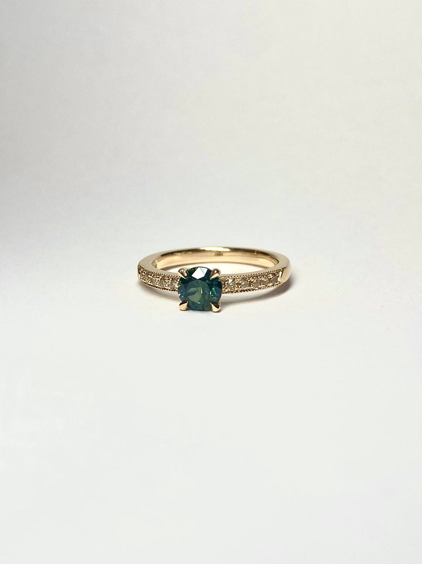 Hunter Green Sapphire and Diamond Ring