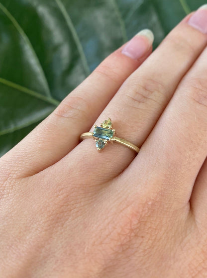 Green Totem Sapphire Ring