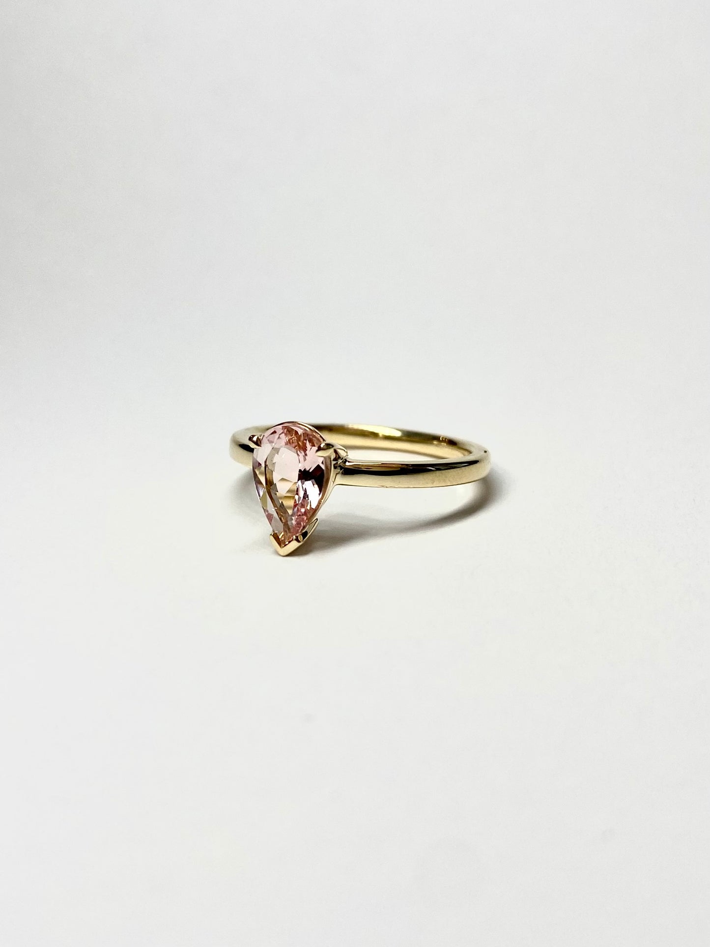 Peachy Pink Pear Cut Morganite Ring